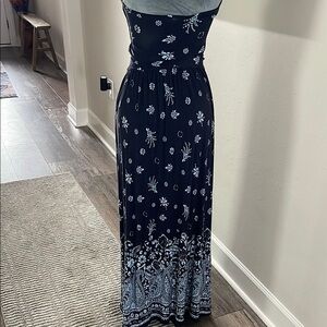 Midnight Blue Strapless Maxi Dress
